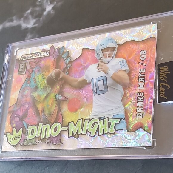 Drake Maye  2023 Wild Card Alumination Dino-Might #AD-DM Triceratops RC Patriots - Picture 3 of 7
